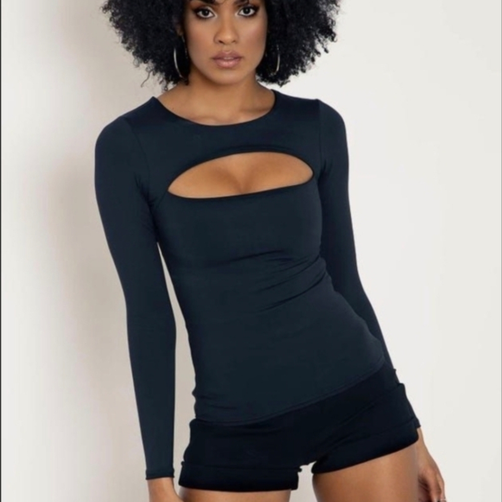 Blackmilk Matte Black Long Sleeve Peephole Top